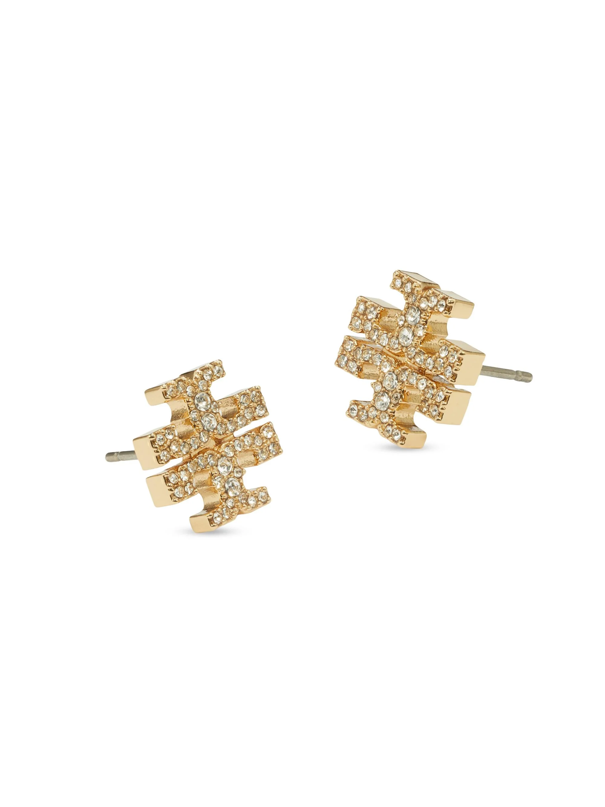 Women's Goldtone Pavé Logo Stud Earrings - Tory Gold Crystal - 1