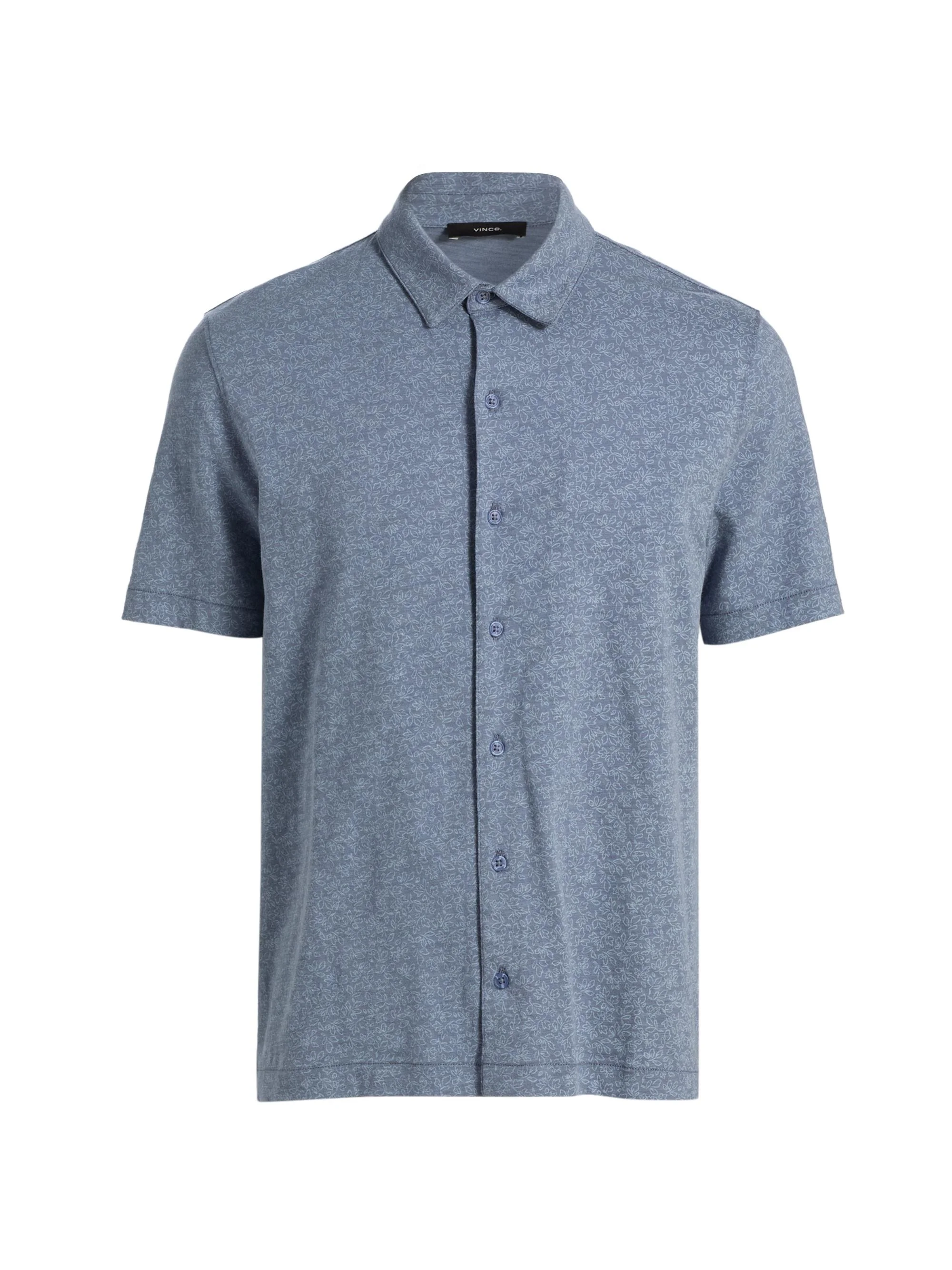 Men's Tonal Leaf Slub Cotton Shirt - Hawk Blue Light - 1