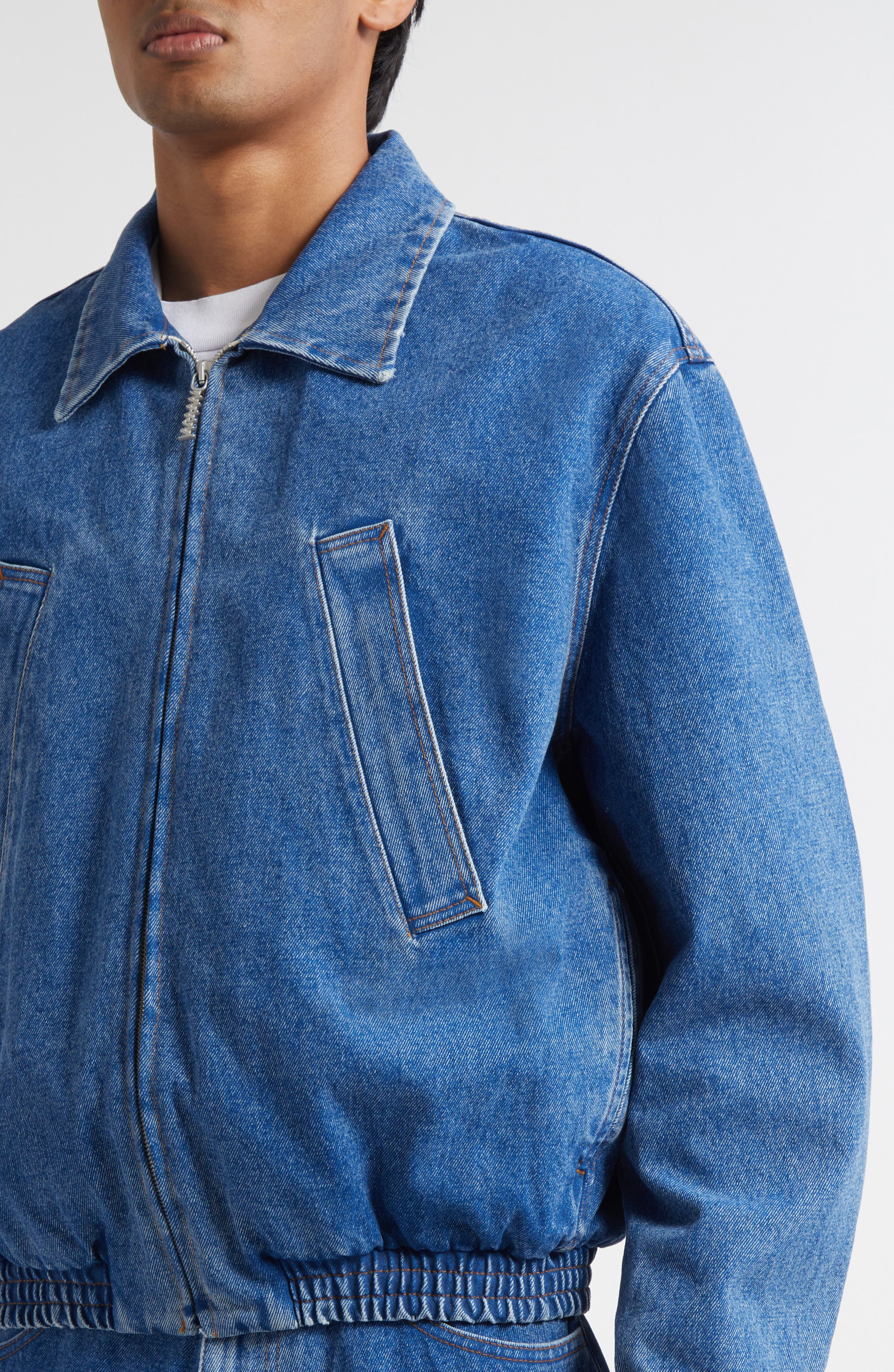 Marni Denim Bomber Jacket in Ocean at Nordstrom - 5