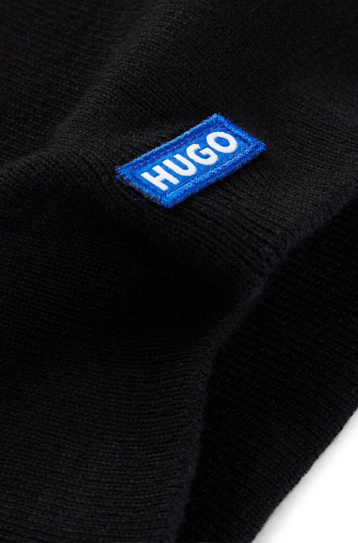 COTTON-KNIT BEANIE WITH BLUE LOGO LABEL - 3
