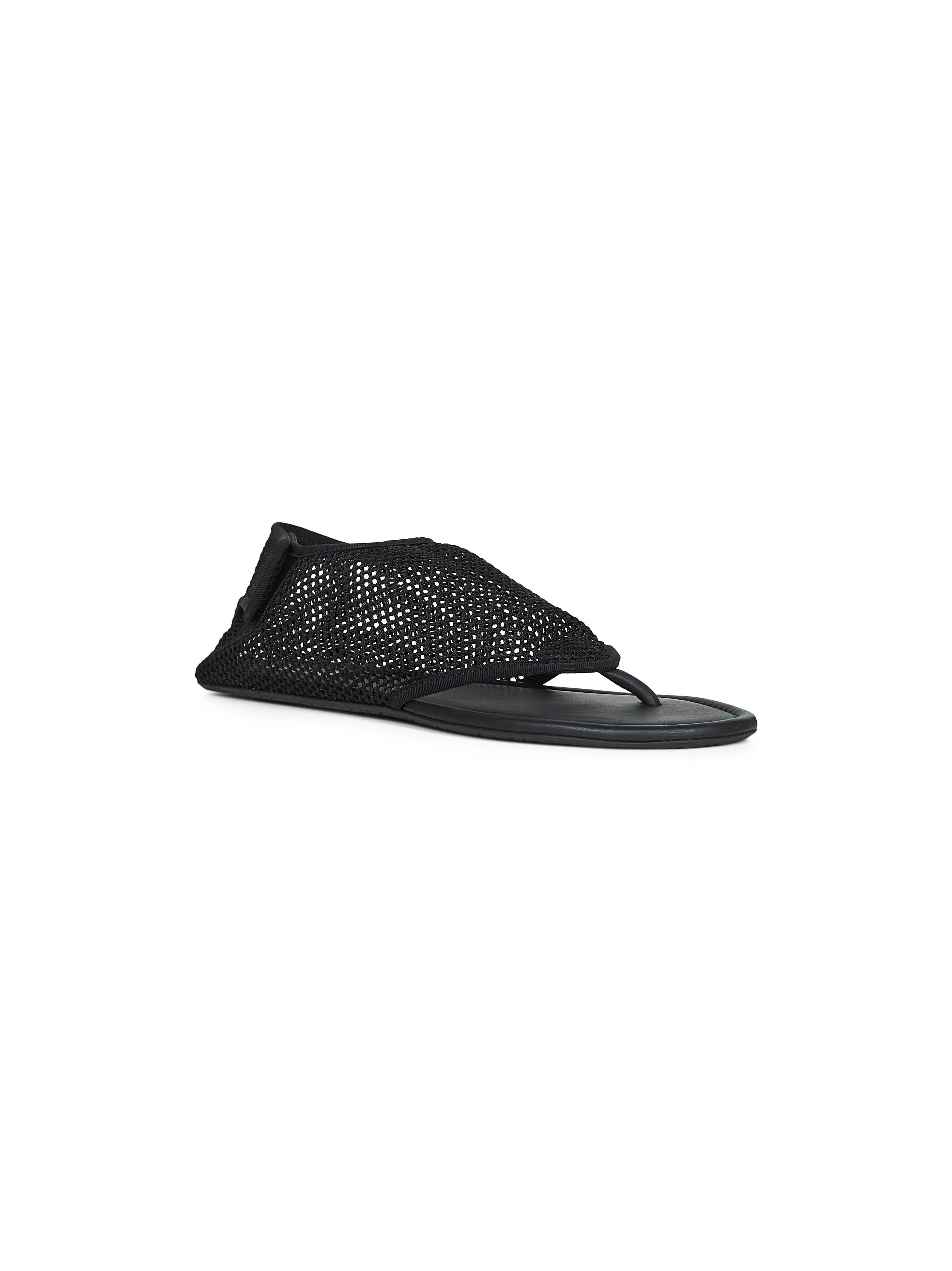Alaïa Women Black Fishnet Fabric Thing Sandals - 2