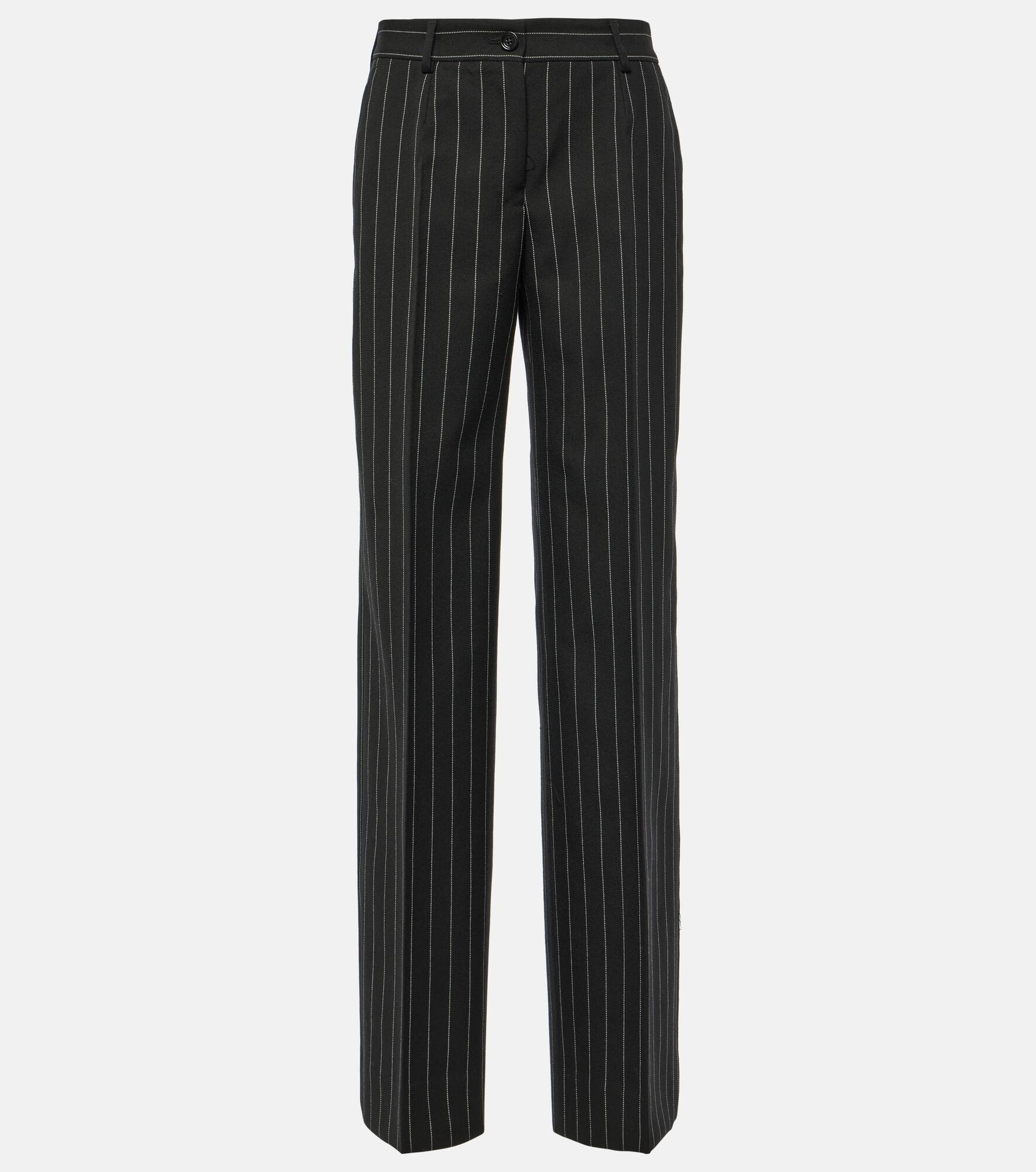 Pinstripe virgin wool straight pants - 1