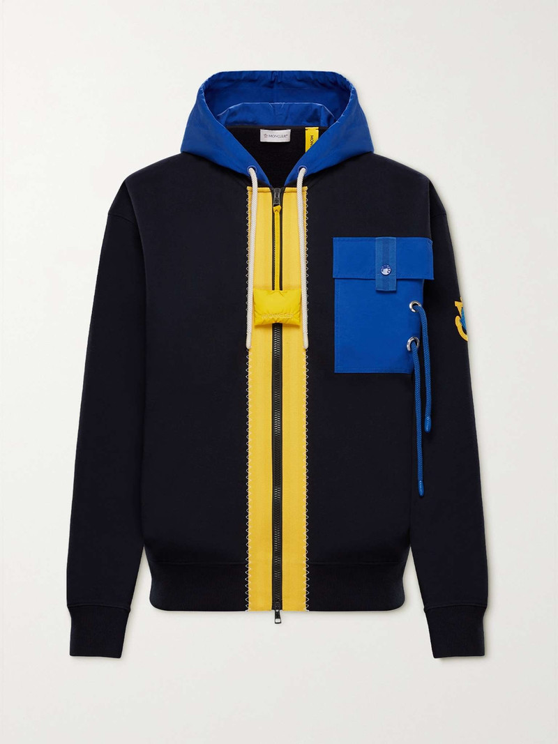 1 Moncler JW Anderson Canvas-Trimmed Cotton-Jersey Zip-Up Hoodie 1