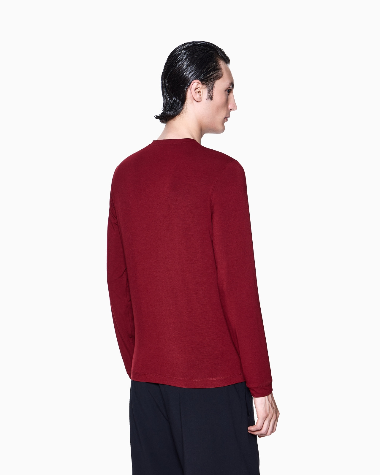 STRETCH VISCOSE JERSEY JUMPER WITH CREW NECK AND LONG SLEEVES - 3