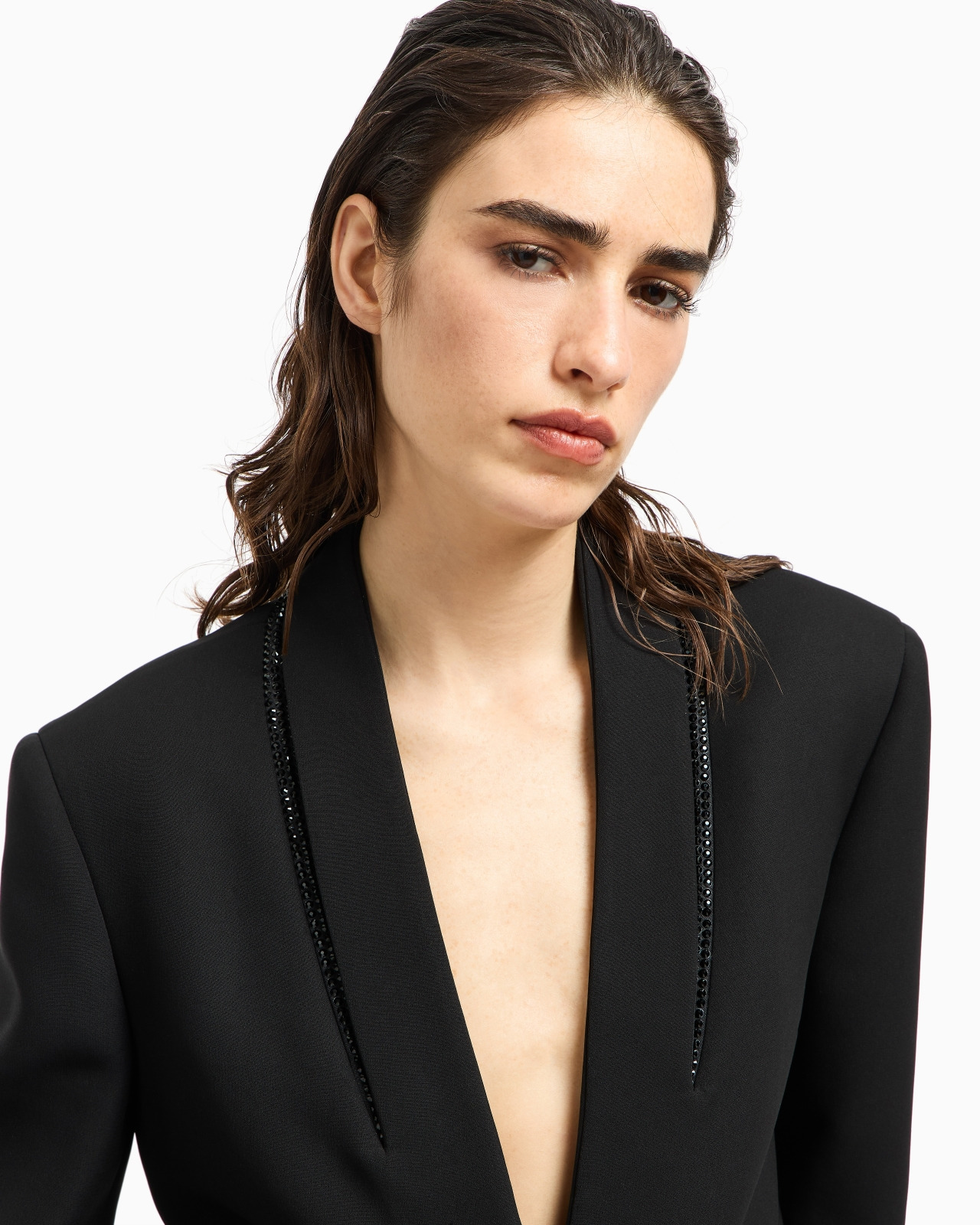 SILK SINGLE-BREASTED JACKET WITH RHINESTONE EMBROIDERY - 5