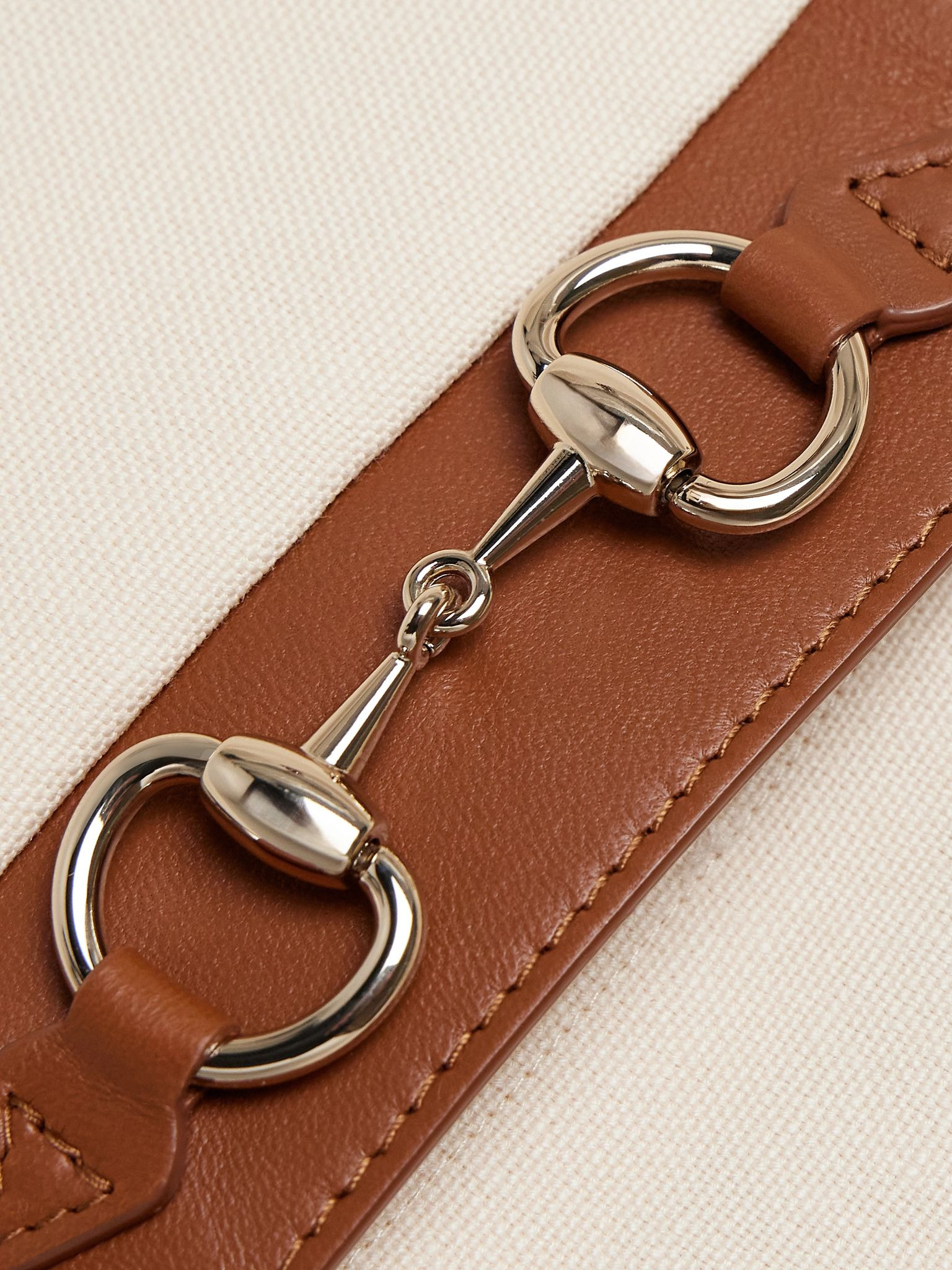 Horsebit-detailed leather-trimmed linen-canvas jacket Cream - 5