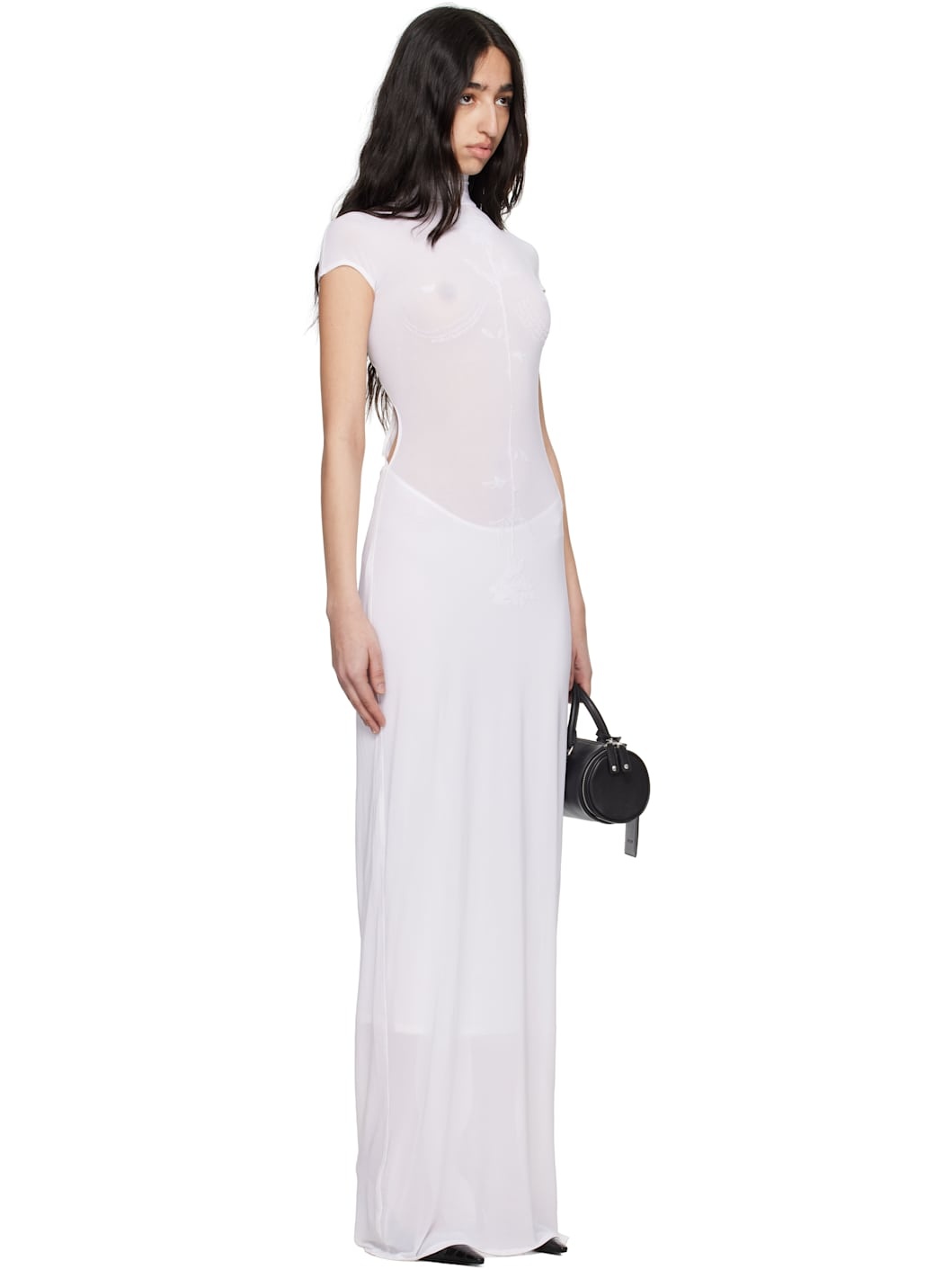 White Light Viscose Jersey Sleeveless Maxi Dress - 2