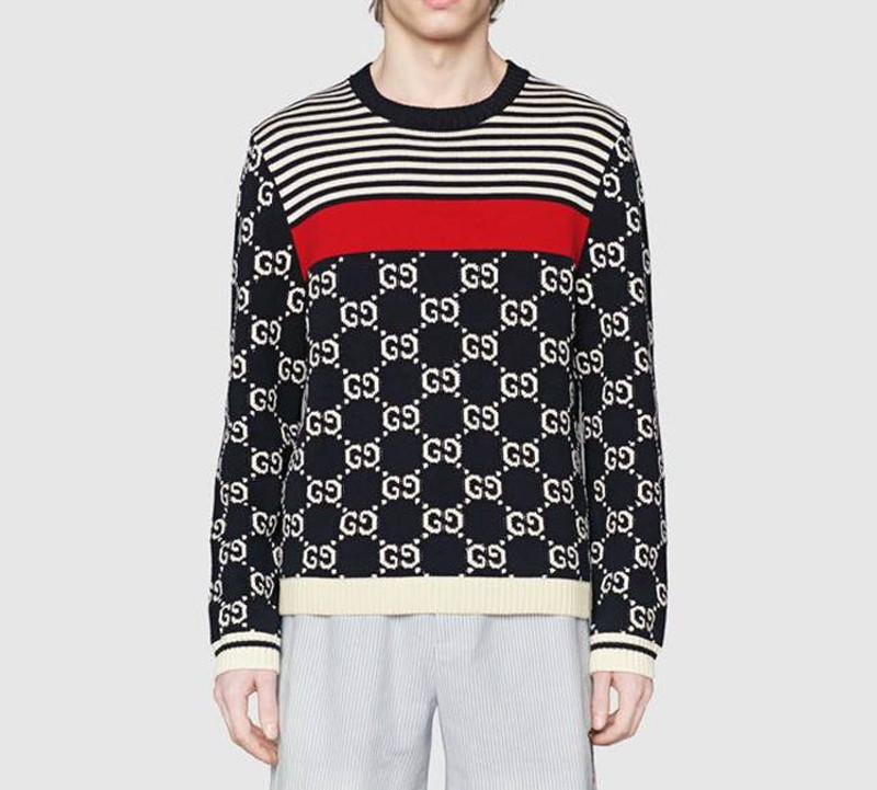 GUCCI GG and stripes knit sweater outlook