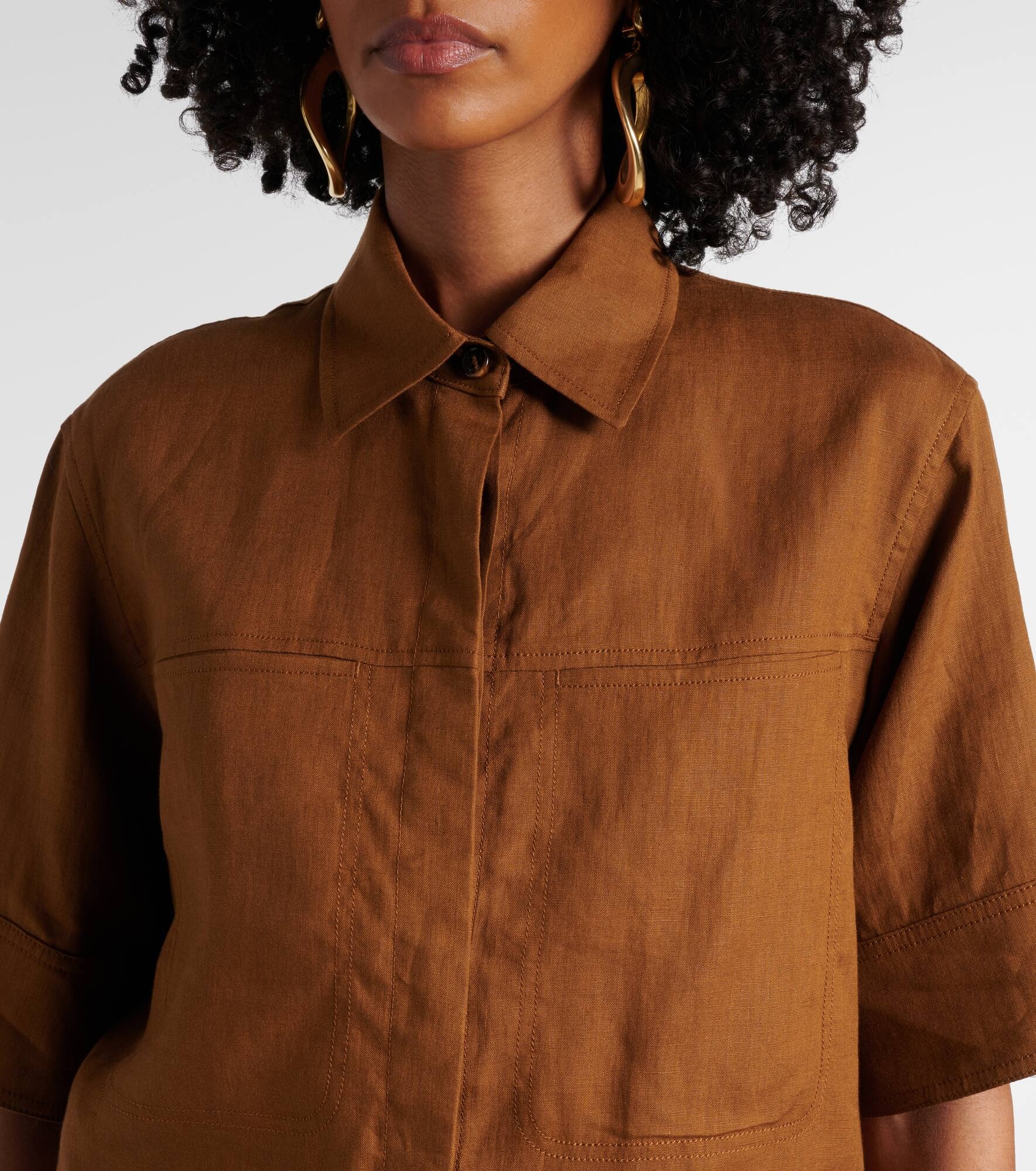 Cropped linen shirt - 4