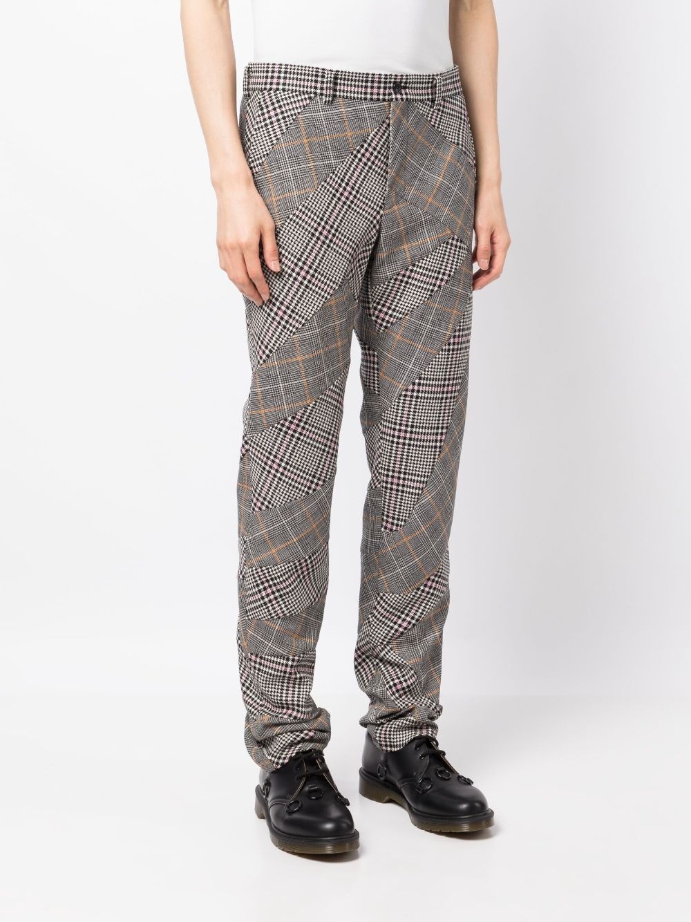 check-pattern straight-leg trousers - 3