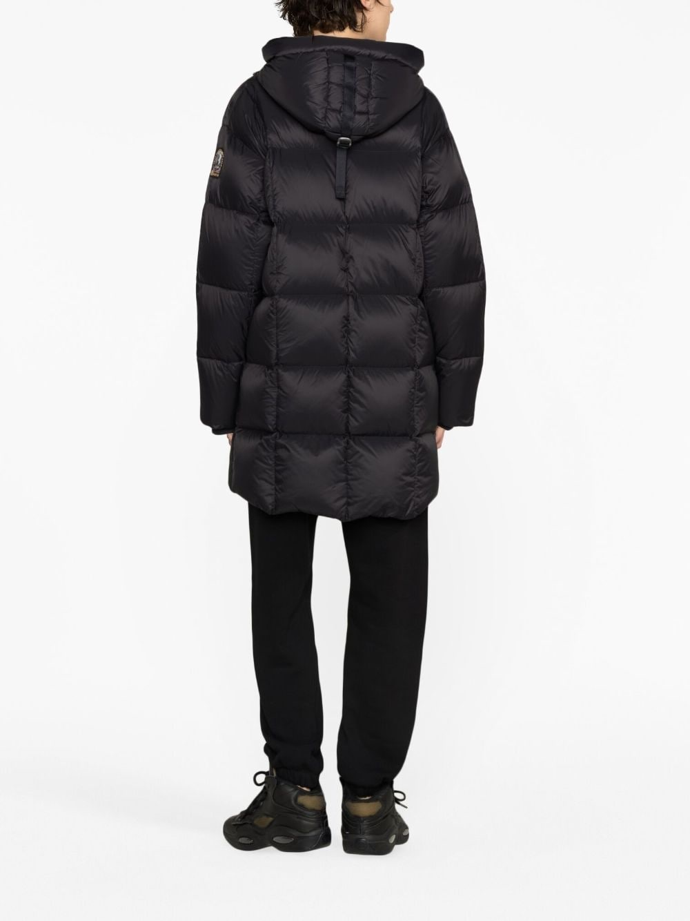 logo-patch hooded puffer jacket - 4