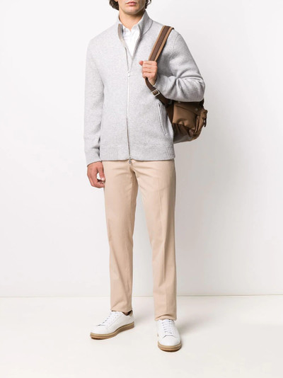 Brunello Cucinelli rib-trimmed zip-up cardigan outlook