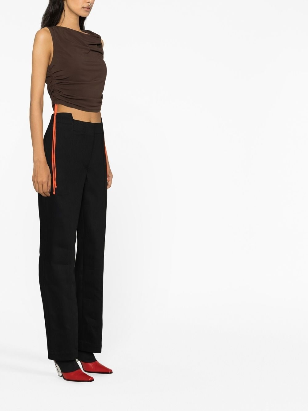 panelled straight-leg trousers - 4