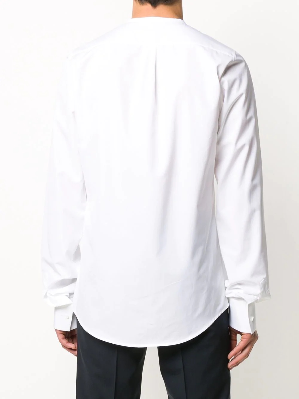 collarless long-sleeve shirt - 4