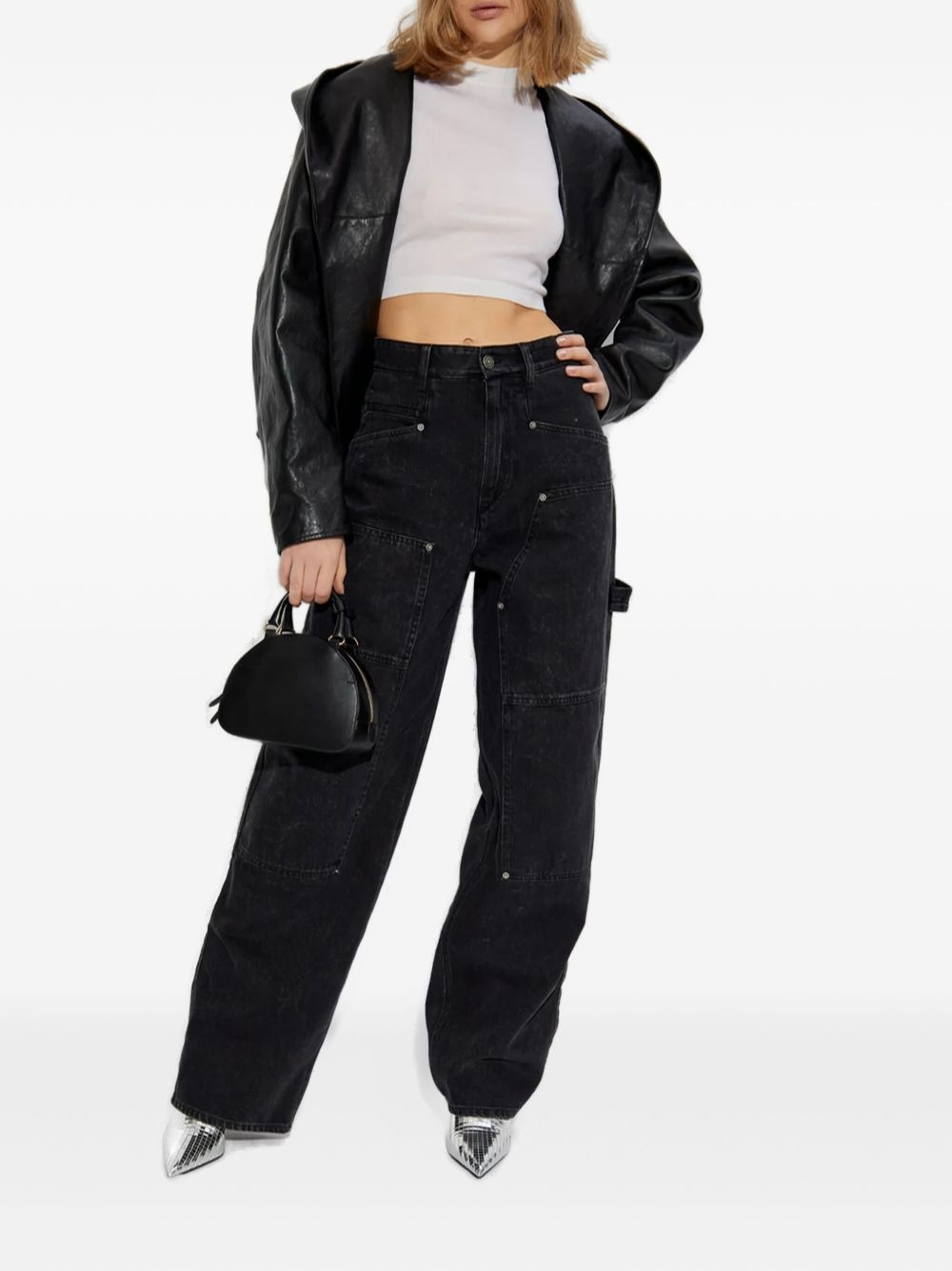 crem-neck crop T-shirt - 2