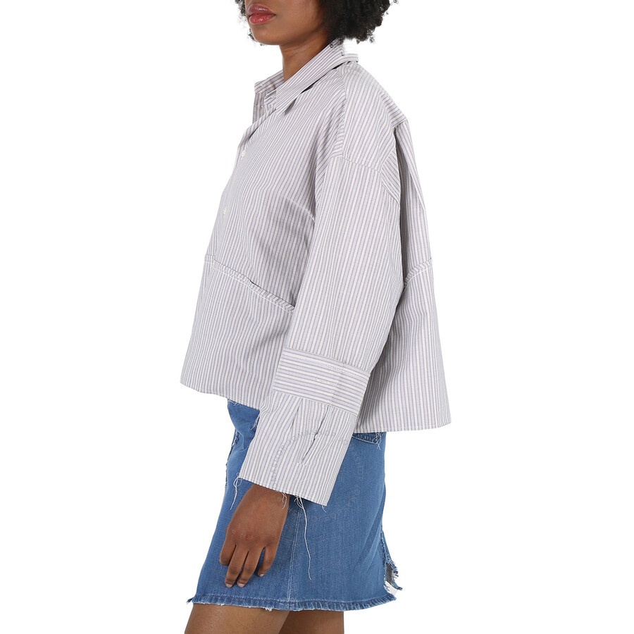 MM6 Maison Margiela Ladies Striped Cotton Cropped Shirt - 4