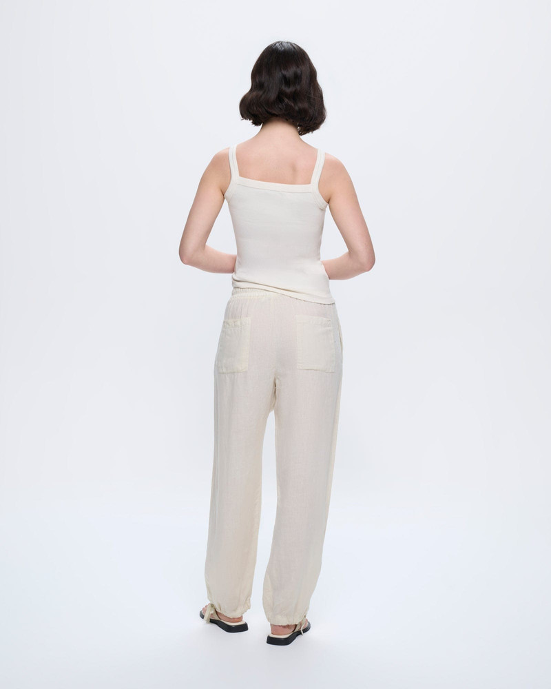 Womens Linen Trousers - Bone White 5