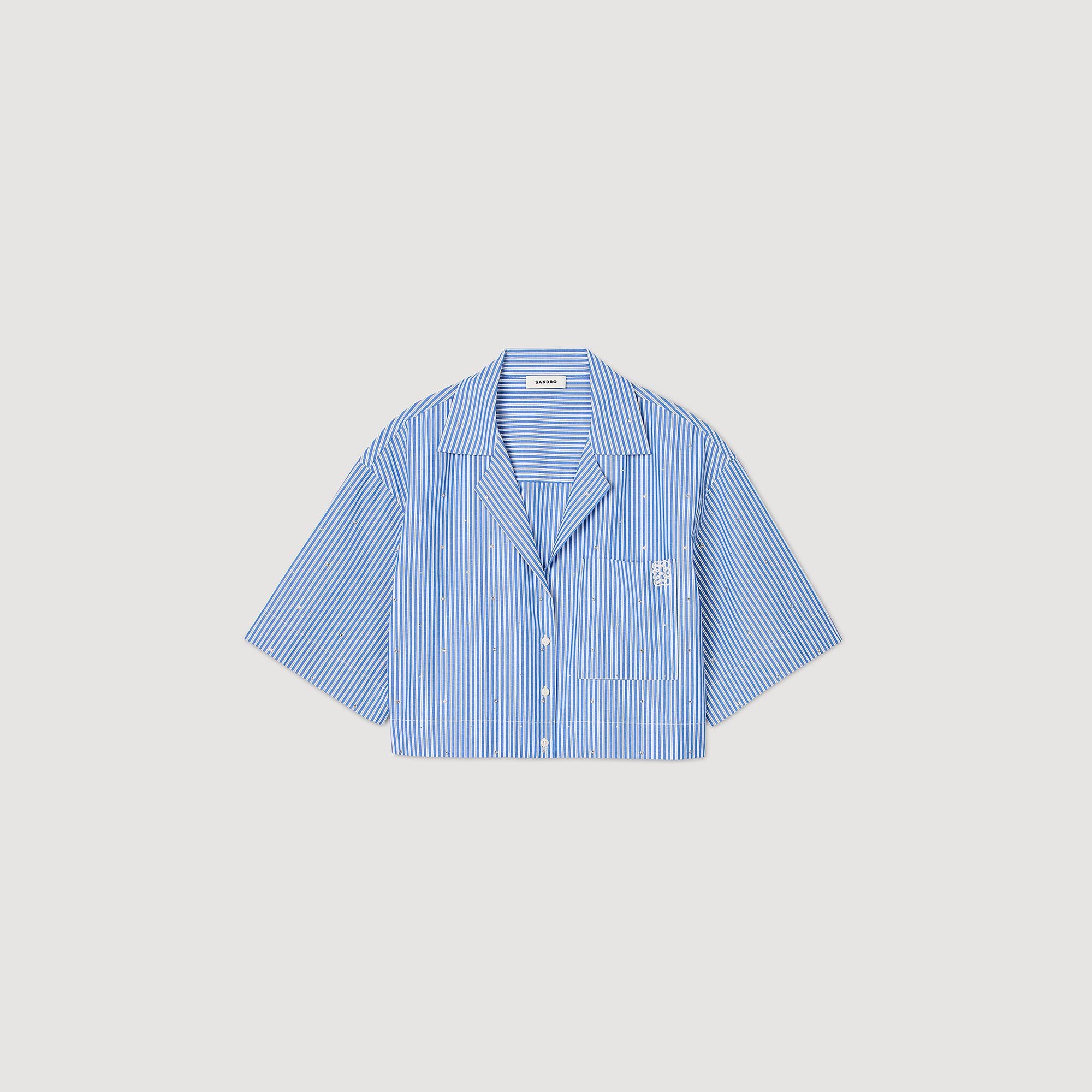 SHORT-SLEEVED RHINESTONE SHIRT - 1