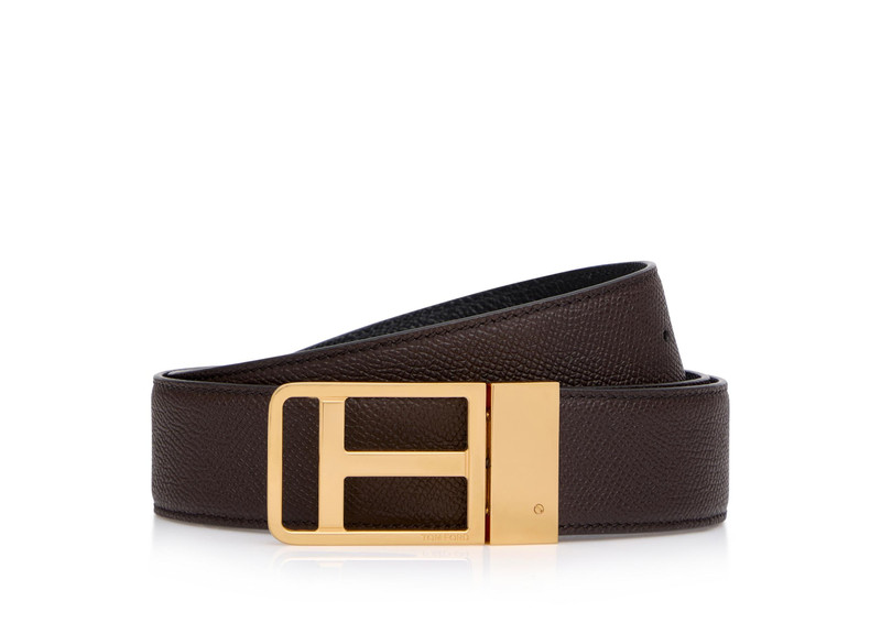SMALL GRAIN LEATHER REVERSIBLE FRAMED T BELT - 1