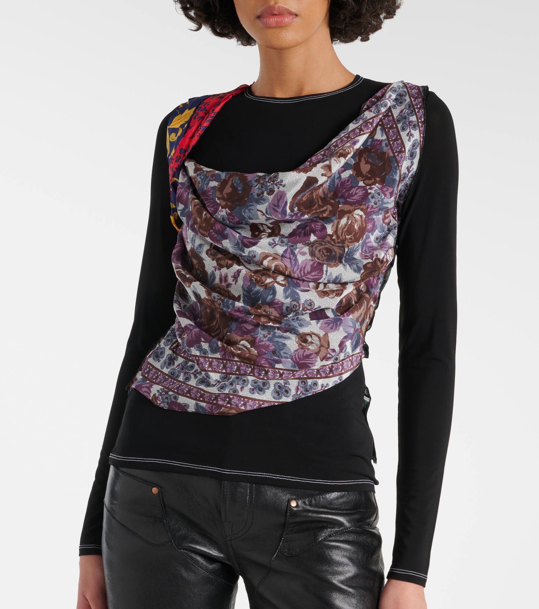 Silk Scarves draped jersey top - 6