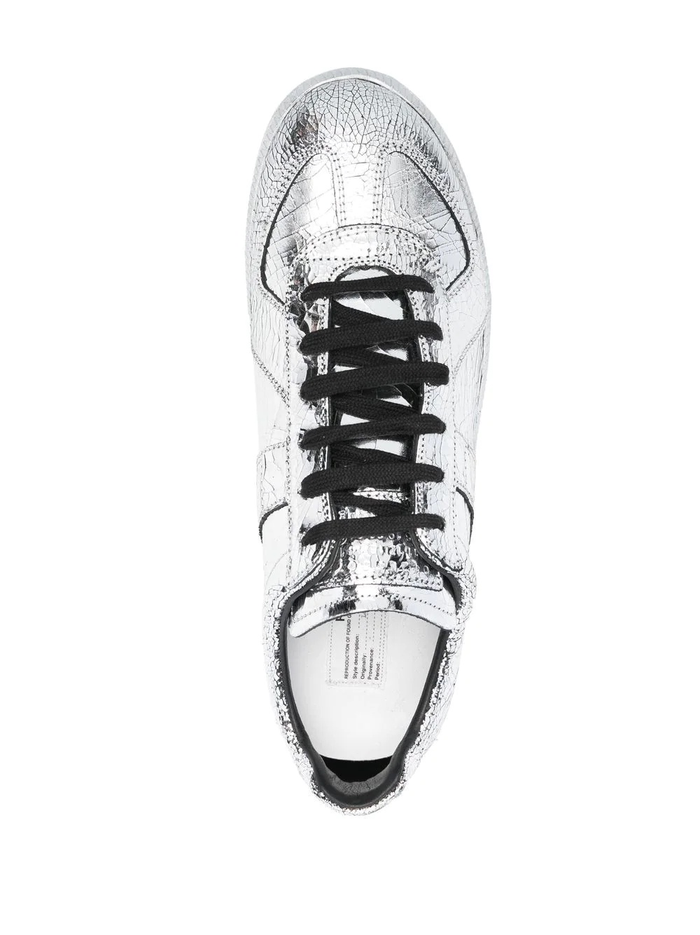 metallic leather low-top sneakers - 4