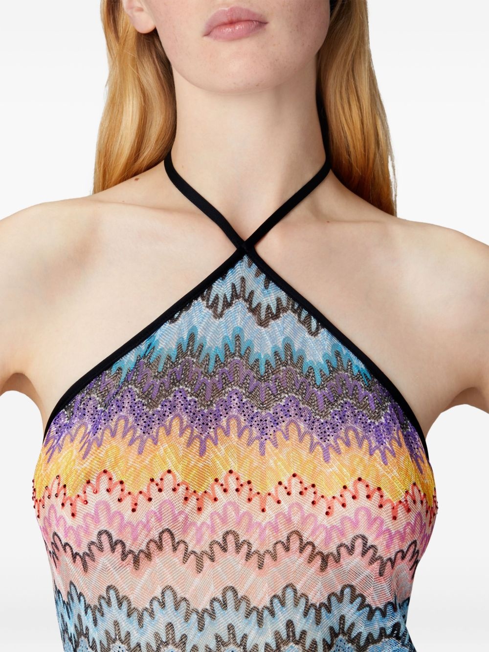 zigzag-pattern mini dress - 4