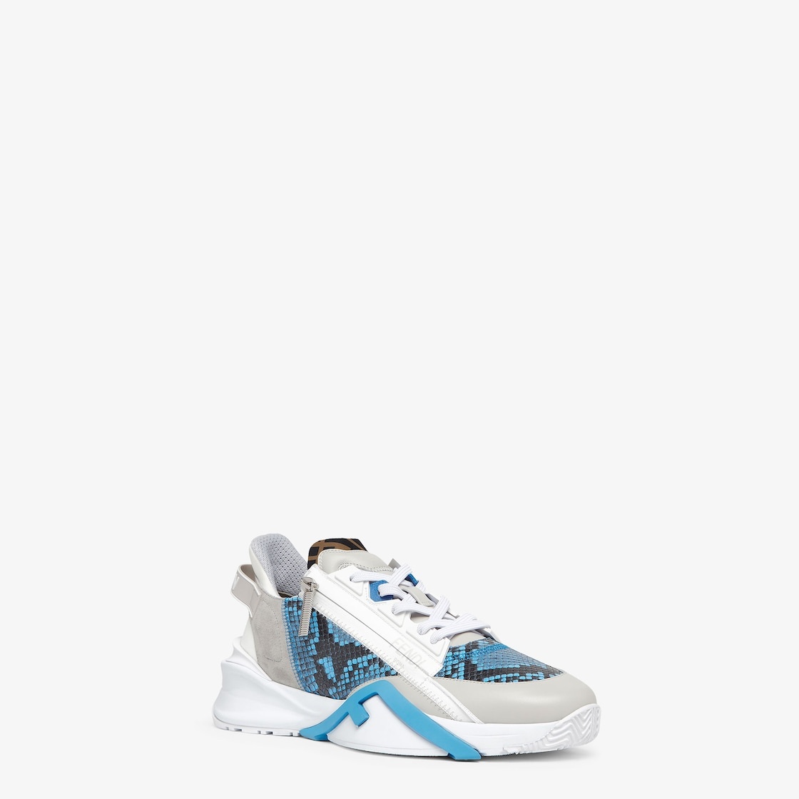 Slip-on sneakers with adjustable elastic laces, side zipper and corrugated sole with engraved F. Fen - 2