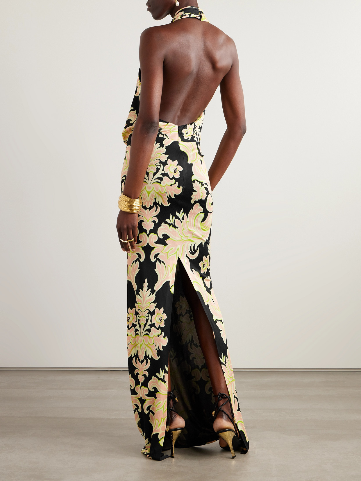 Crepe De Chine Maxi Halterneck Dress - 3