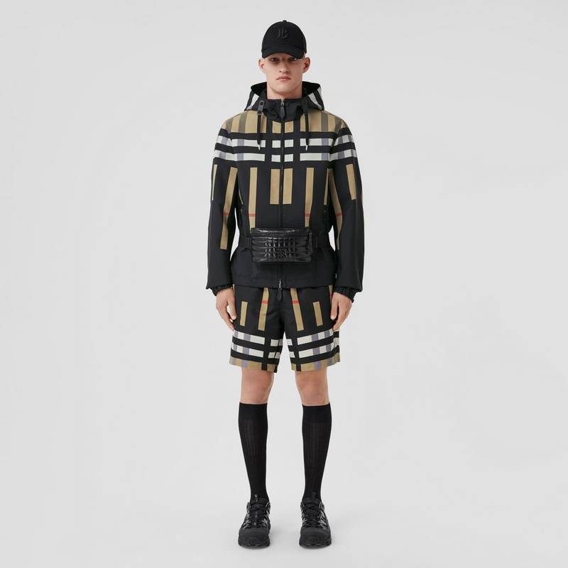 Burberry Sliced Check Nylon Hooded Jacket outlook