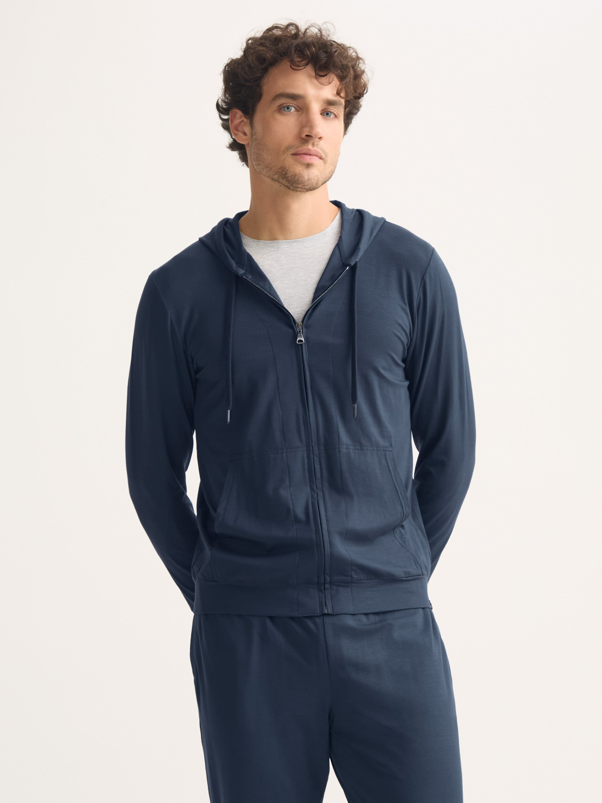 Men's Hoodie Basel Micro Modal Stretch Navy - 8