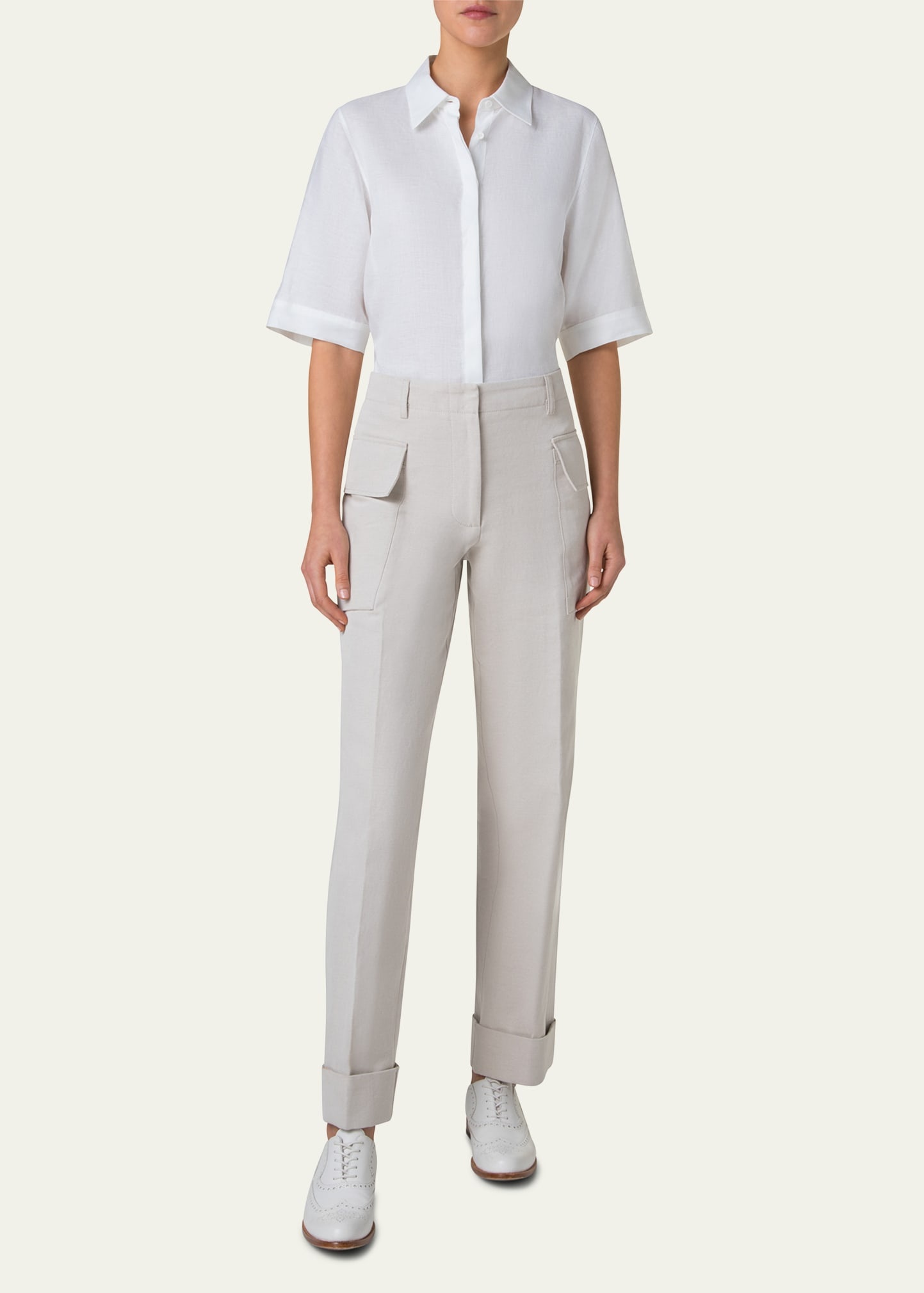Linen Short Sleeve Blouse - 2