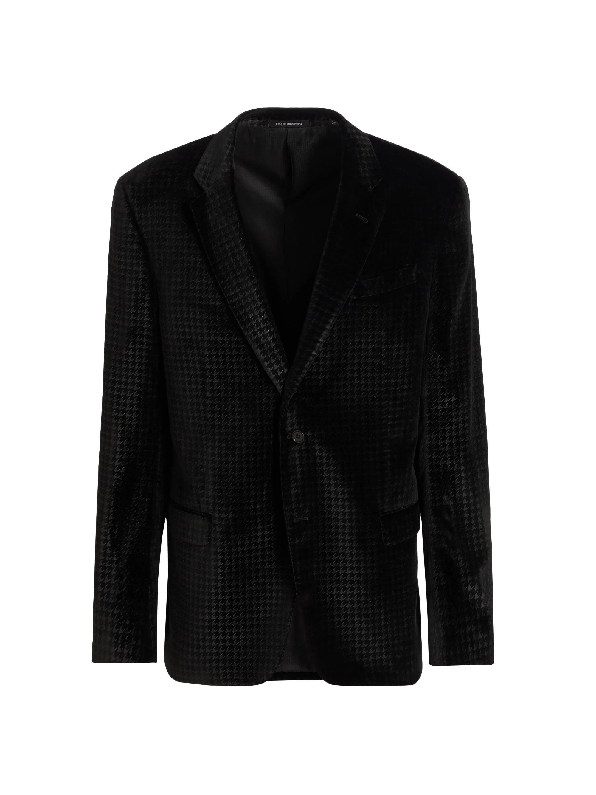 Men's Houndstooth Velvet Sport Jacket - Black - 1