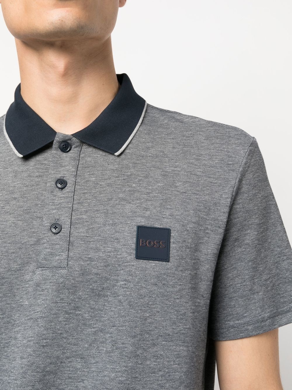 chest logo-patch polo shirt - 5