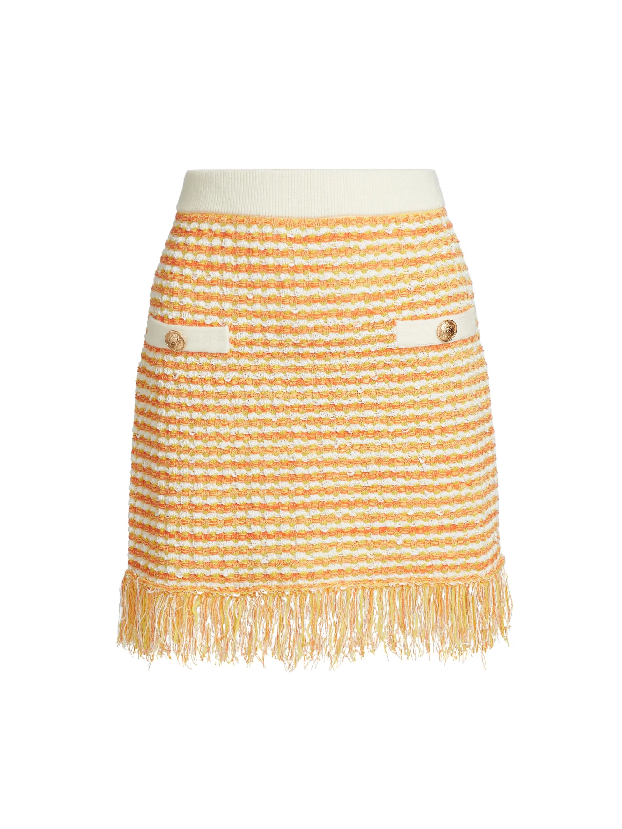 Women's Kali Textured Fringe Knit Miniskirt - Orange Yellow Multi - 1