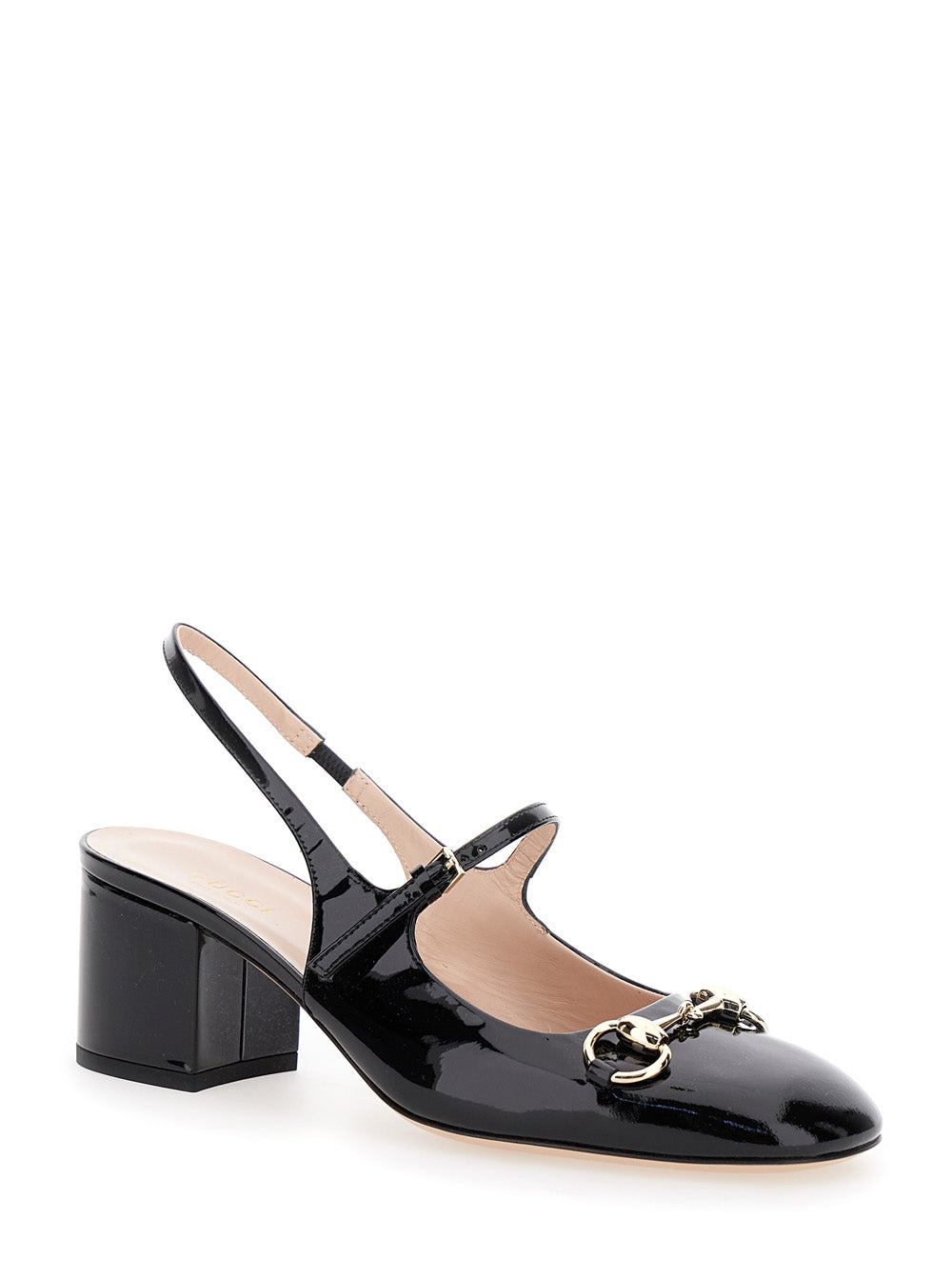 Gucci Women 'Lady Horsebit' Black Pumps With Horsebit Detail And Block Heel In Patent Leather Woman - 2