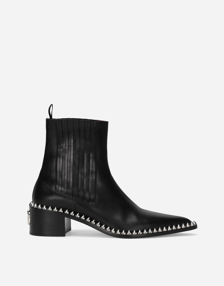 Brushed calfskin Achille boots with studs - 1