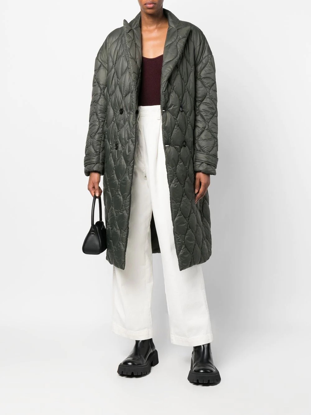 double-breasted quilted coat - 2