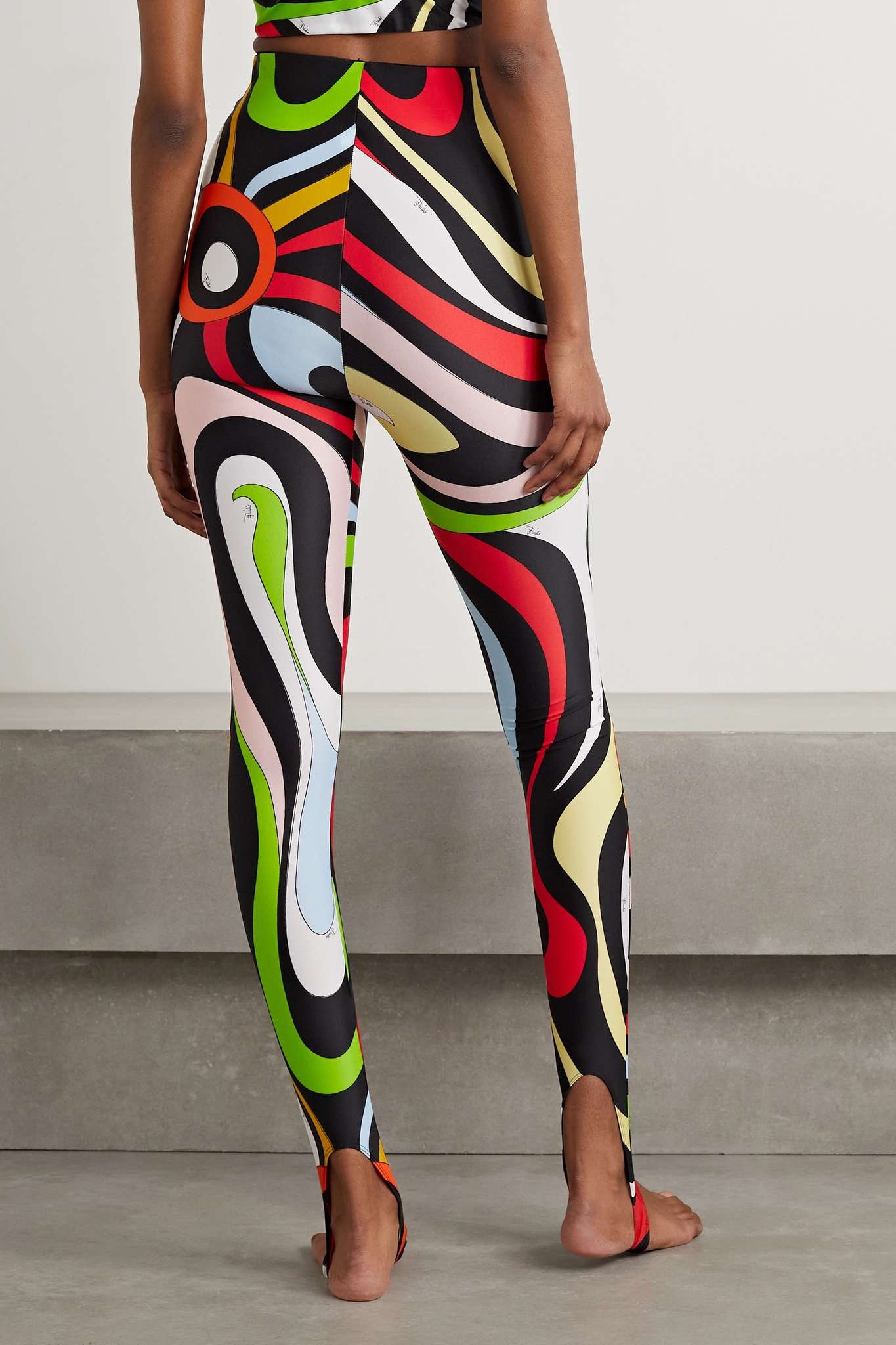 Printed stretch stirrup leggings - 3