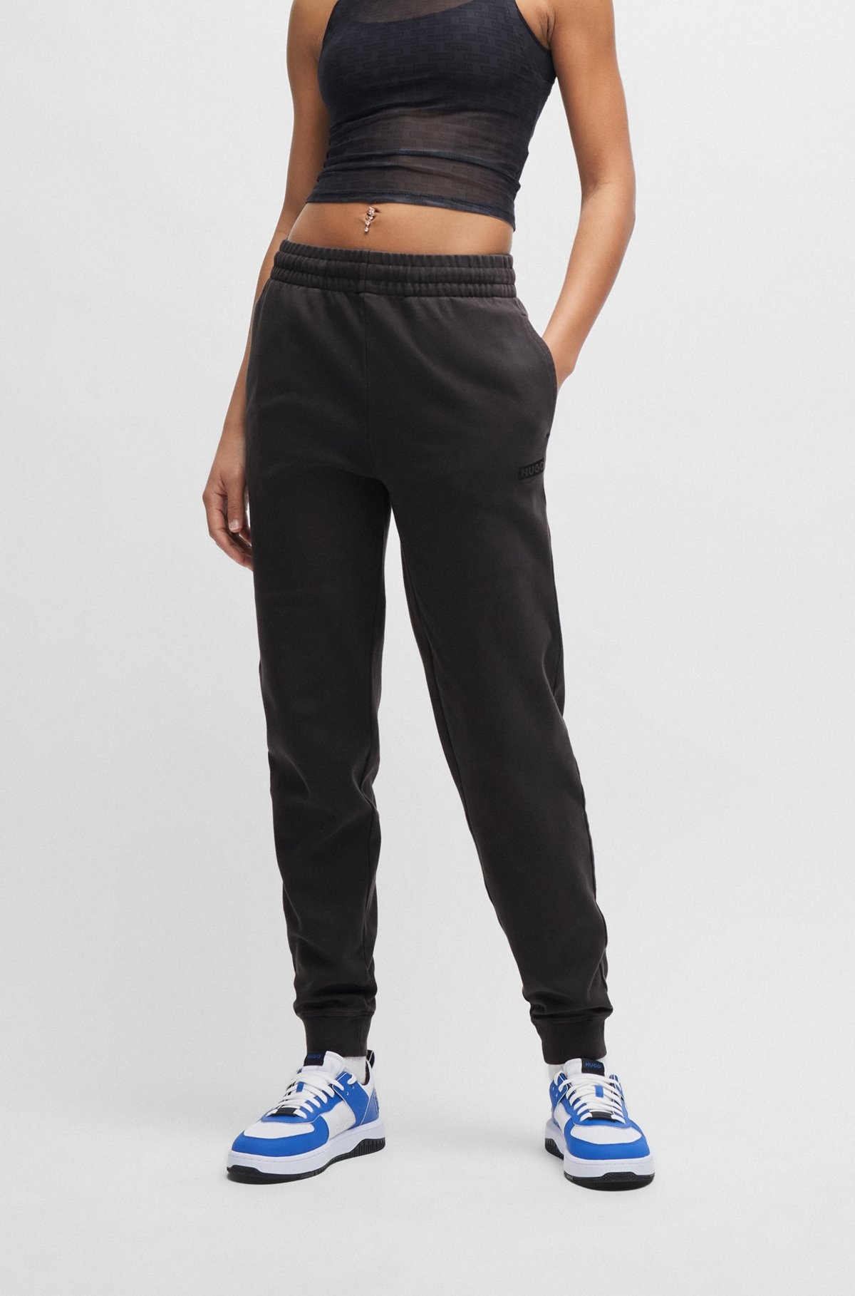 STRETCH-COTTON TRACKSUIT BOTTOMS WITH EMBROIDERED LOGO - 2