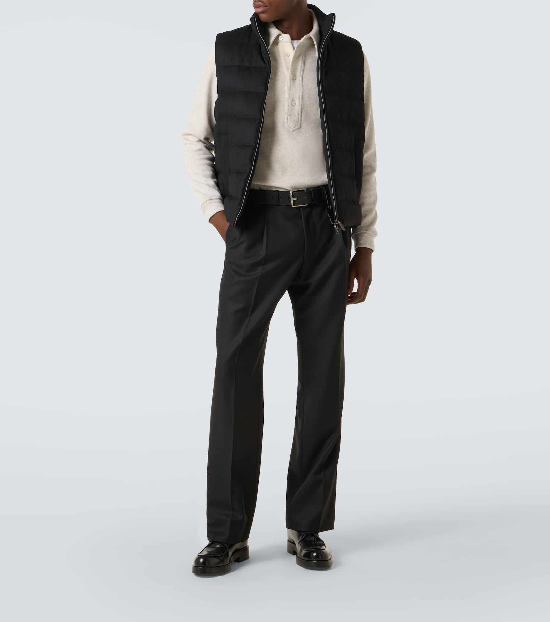 Down-paneled silk and cashmere vest - 2