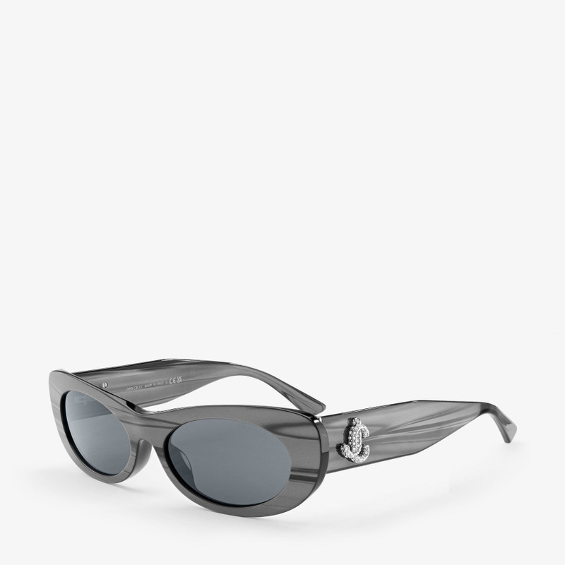 JIMMY CHOO Danny
Black Striped Oval Sunglasses outlook