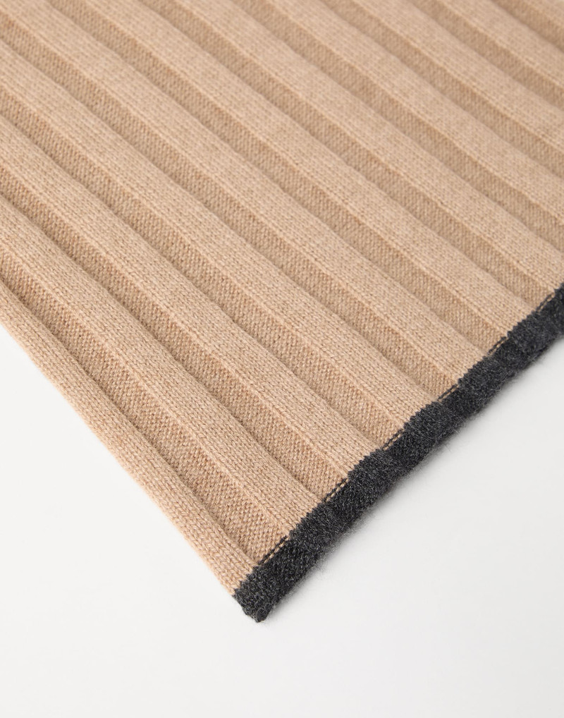 Brunello Cucinelli Cashmere rib knit scarf outlook