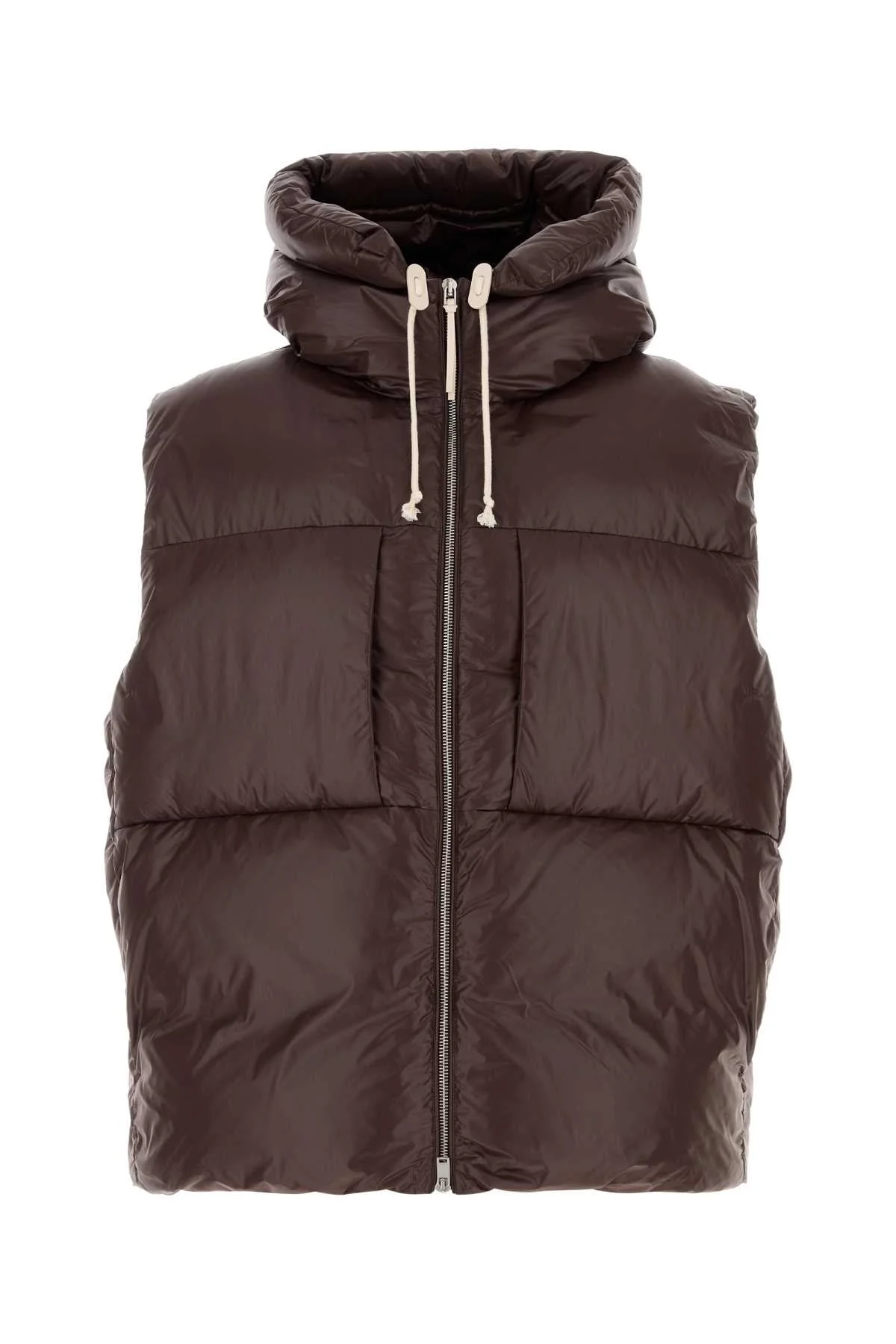 Jil Sander Men Brown Nylon Sleeveless Down Jacket - 1