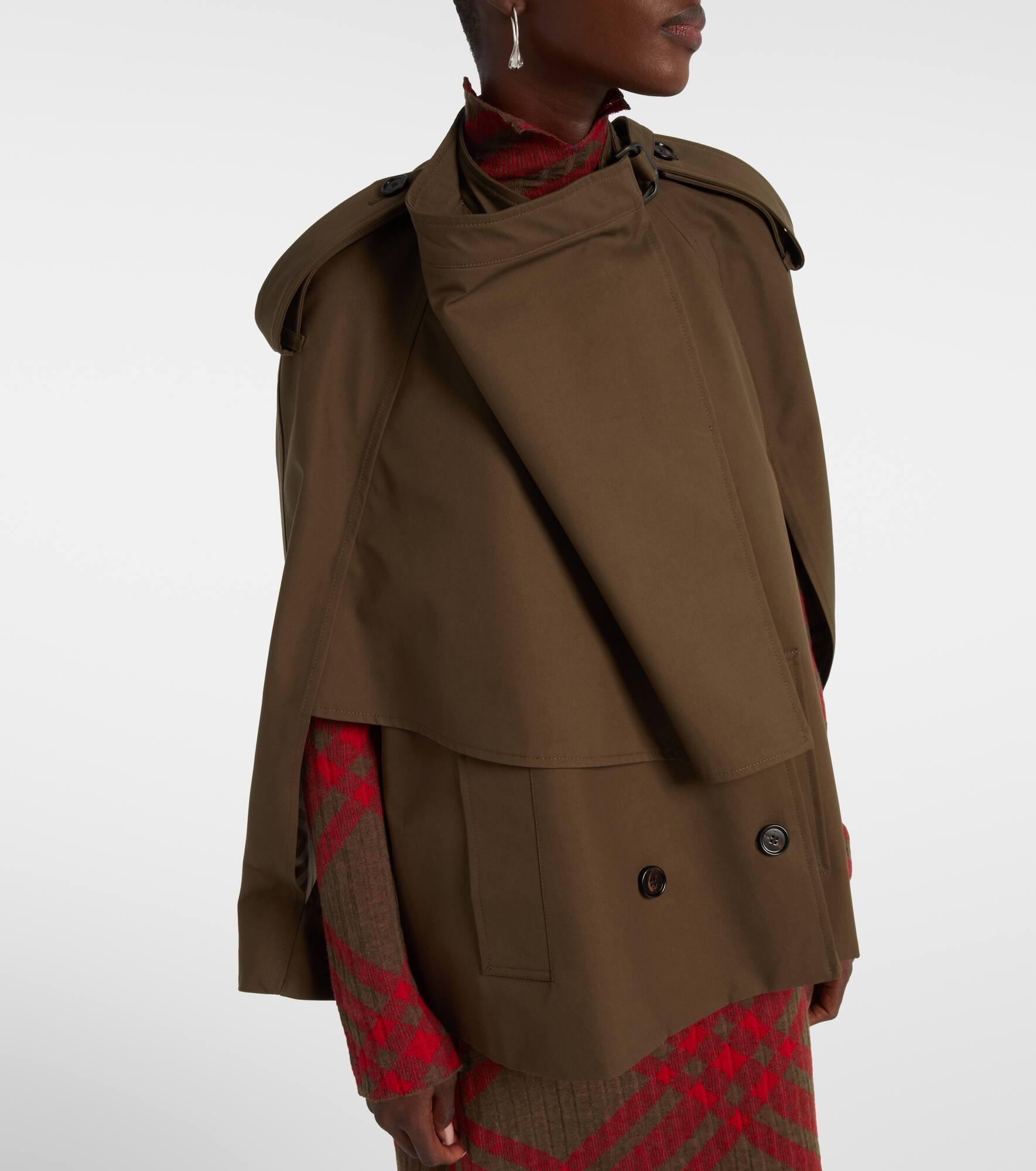 Double-breasted cotton cape - 6