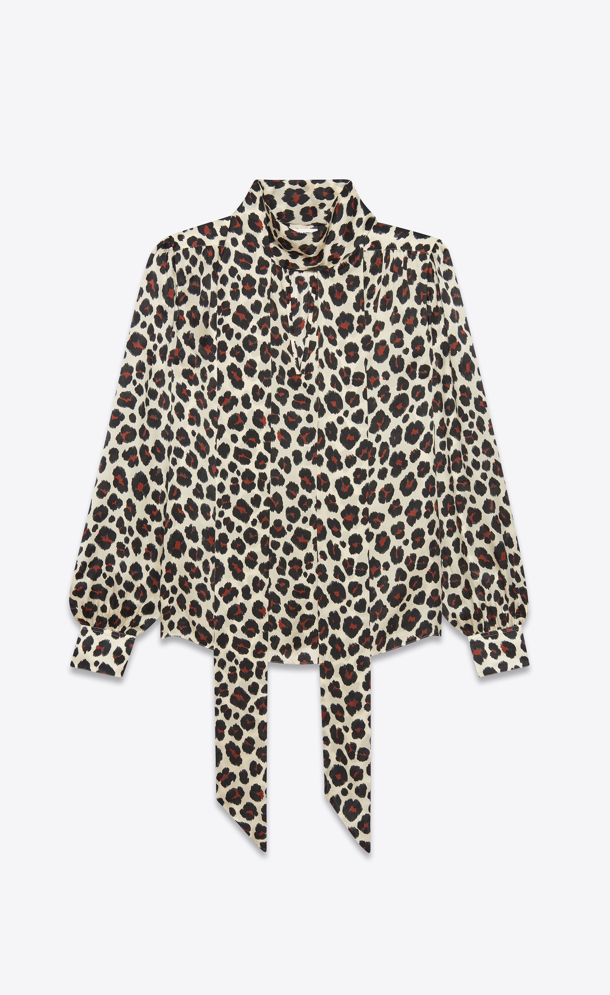 lavallière-neck blouse in leopard-print silk muslin - 3