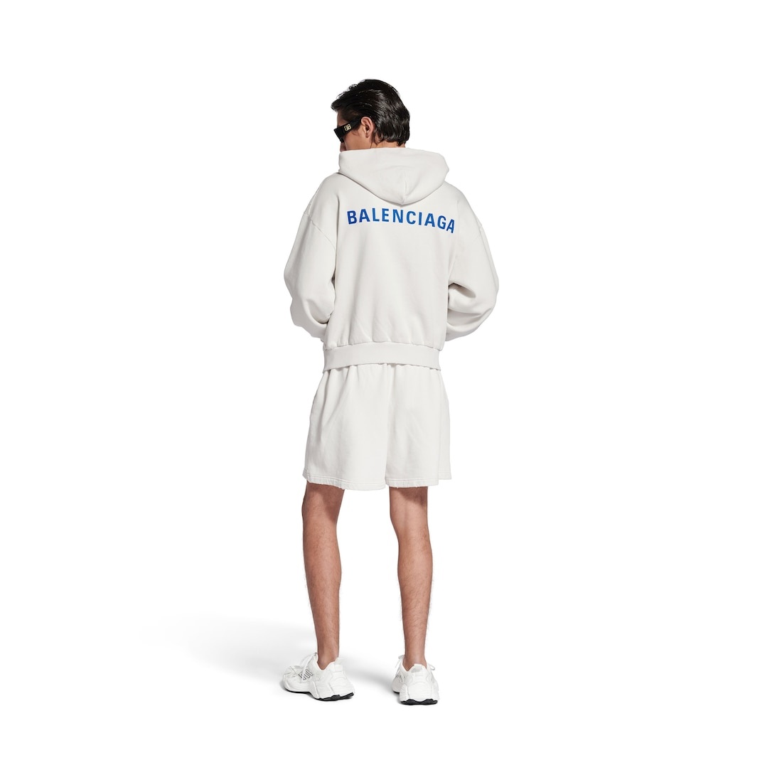 Balenciaga Back Zip-up Hoodie Regular Fit in Dirty White/blue - 3