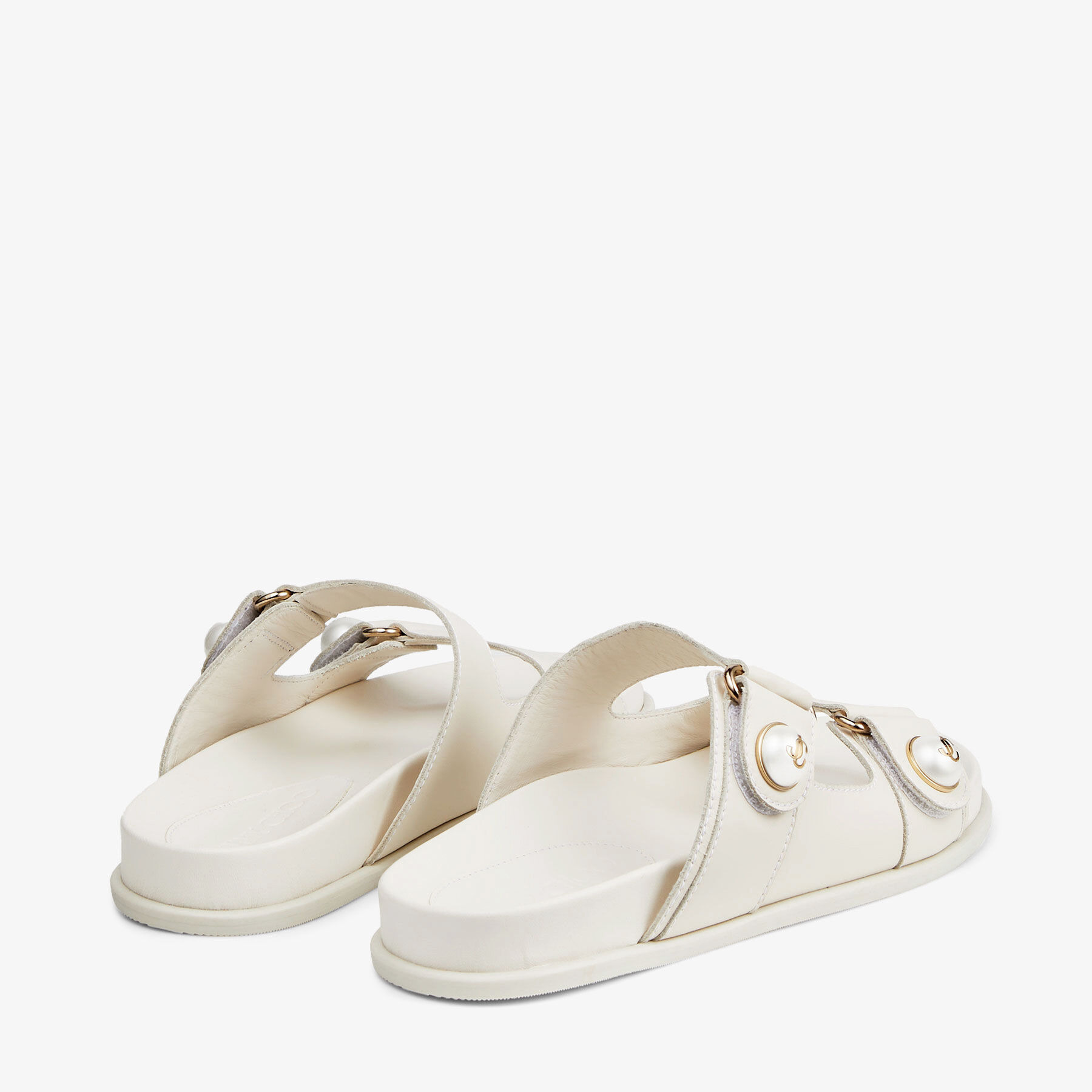 Fayence Sandal
Latte Leather Flat Sandals with Pearl Embellishment - 6