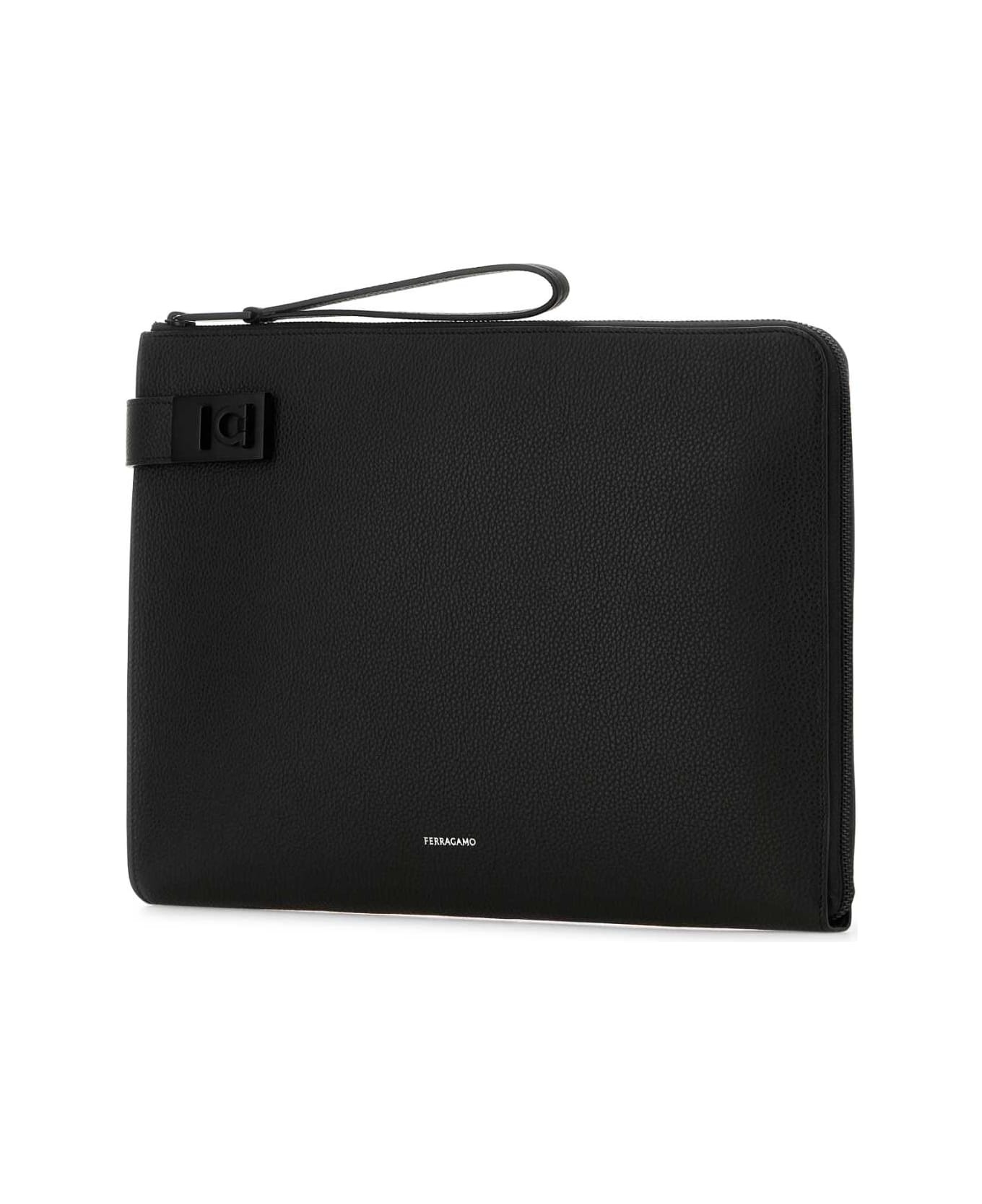 Black Leather Clutch - 2
