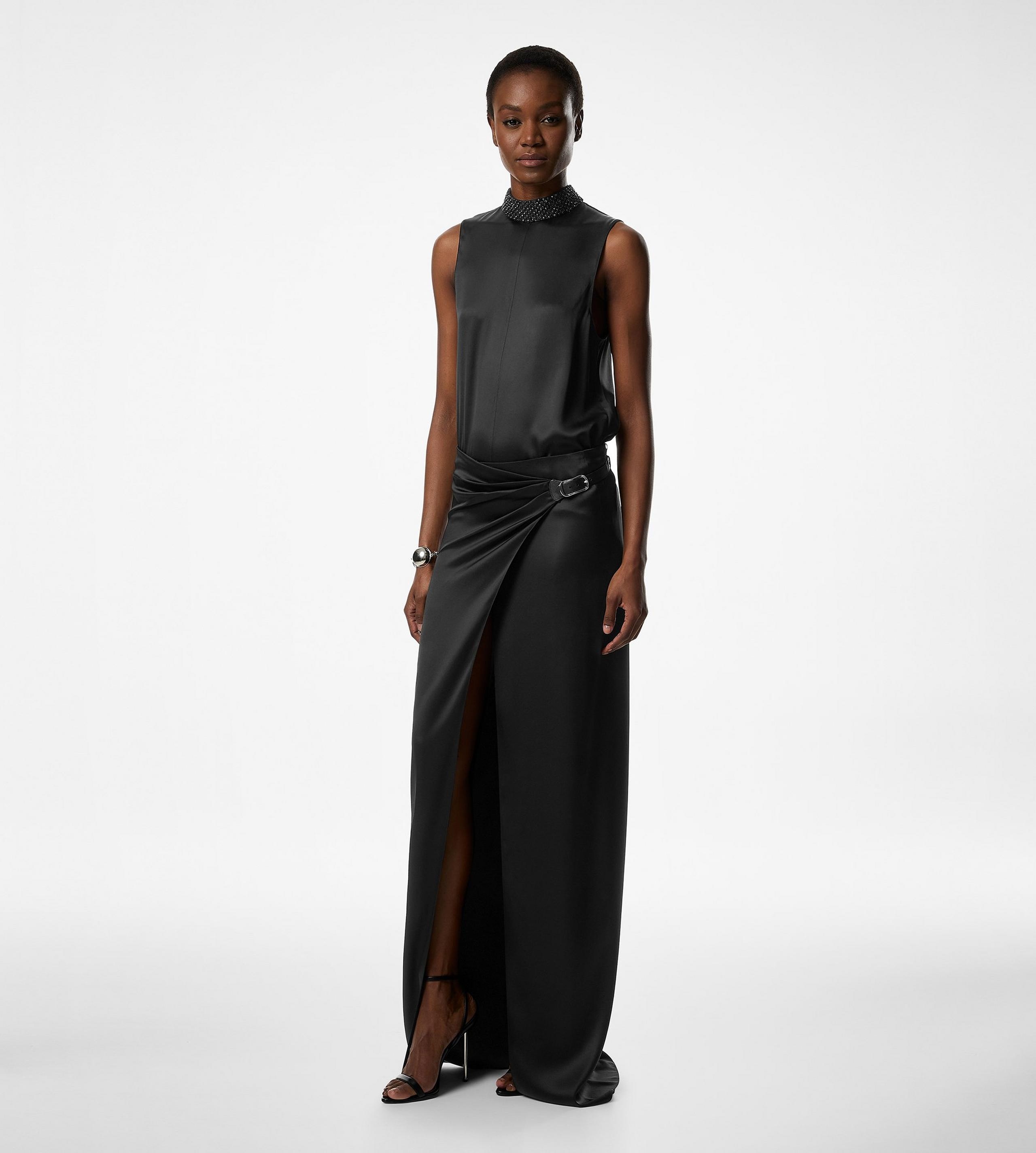 WRAP MAXI SKIRT WITH LEATHER BELT - 2