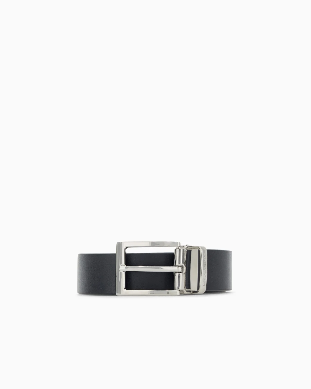 SMOOTH LEATHER TONGUE BELT WITH A RECTANGULAR METAL BUCKLE - 1
